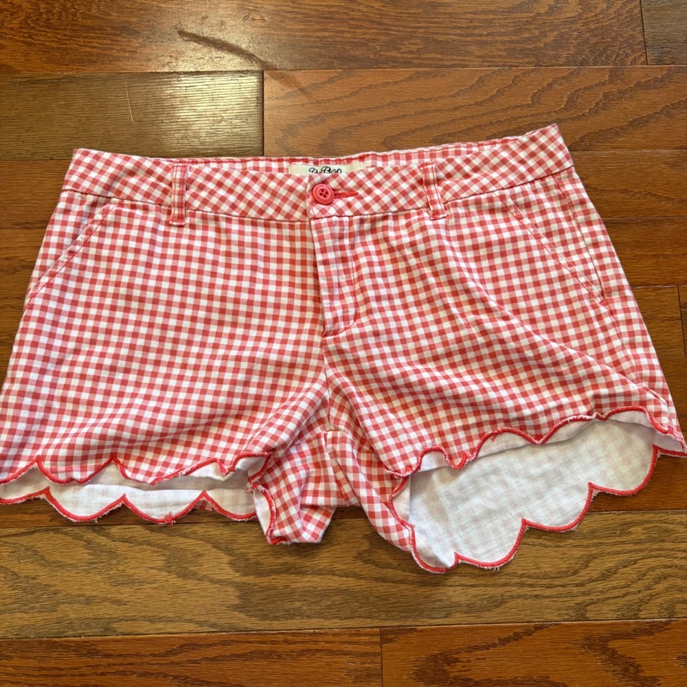 Bebop Red Gingham Scalloped Shorts Womens Size 7 Red White Checkered Retro